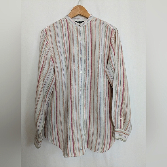 Lauren Ralph Lauren Tops - Lauren Ralph Lauren Women's Linen Button Tunic Relaxed Large Striped